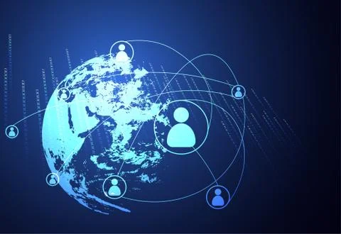Abstract technology concept global network connection world and digital link  Illustrazione stock