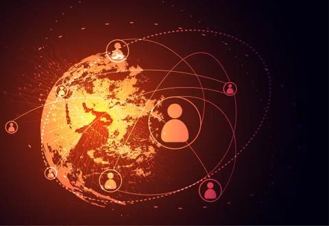 Abstract technology concept global network connection world and digital link  스톡 일러스트