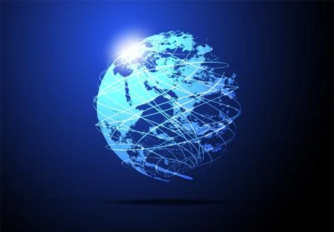 Abstract technology concept global network connection world and digital link  イラスト素材