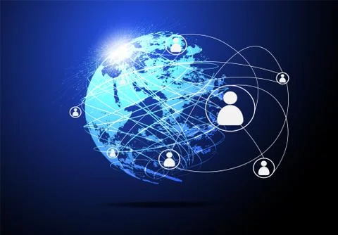 Abstract technology concept global network connection world and digital link  Illustration