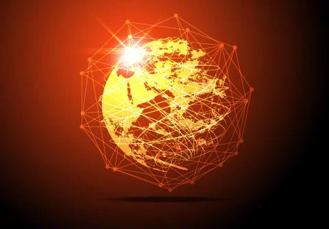 Abstract technology concept global network connection world and digital link  イラスト素材