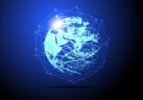 Abstract technology concept global network connection world and digital link  イラスト素材