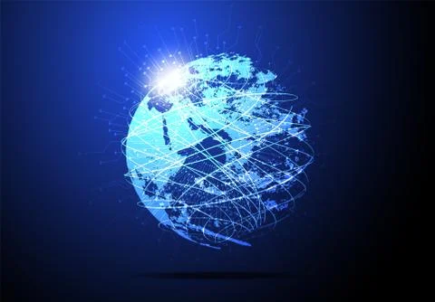 Abstract technology concept global network connection world and digital link  Stock Illustration