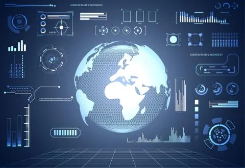 Abstract technology concept global network connection futuristic earth globe  イラスト素材