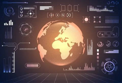Abstract technology concept global network connection futuristic earth globe  Illustrazione stock