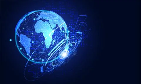 Abstract technology concept global network connection futuristic earth globe  イラスト素材