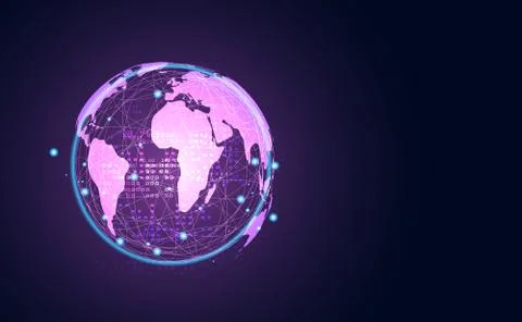 Abstract technology concept global network connection futuristic earth globe  イラスト素材