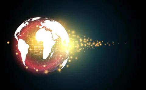 Abstract technology concept global network connection futuristic earth globe  イラスト素材