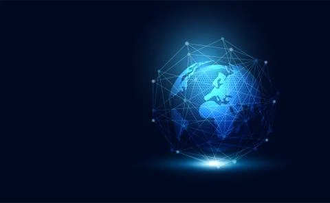 Abstract technology concept global network Wave flow connection futuristic ea Illustrazione stock