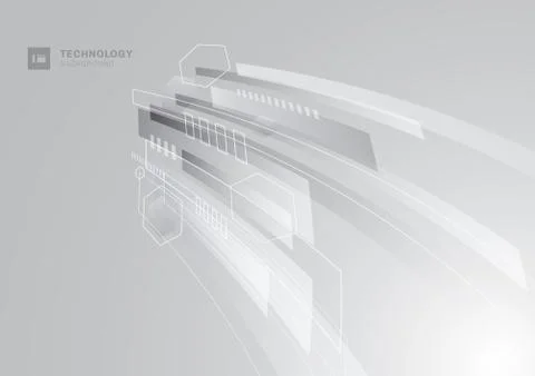 Abstract technology concept gray and white geometric corporate design perspec Illustrazione stock