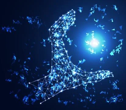 Abstract technology concept hand digital link on hi tech background Illustration