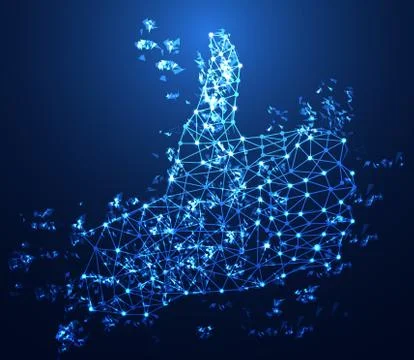 Abstract technology concept hand digital link on hi tech background Stock-Illustration