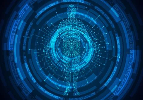 Abstract technology concept human body digital health care and circle link Stock Illustration