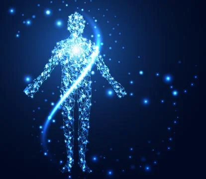 Abstract technology concept human digital link network on hi tech background イラスト素材