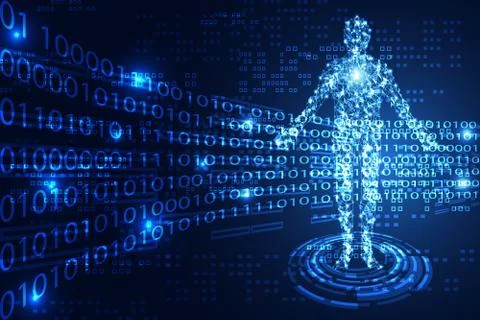 Abstract technology concept human digital link and binary on hi tech Stockillustratie