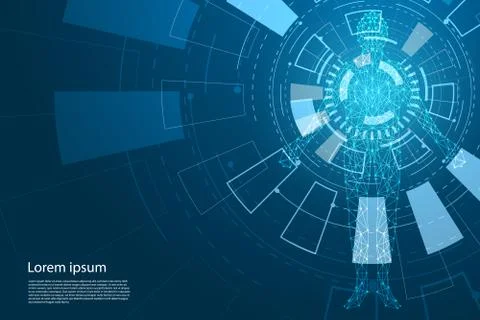 Abstract technology concept human digital and future circle Interface イラスト素材