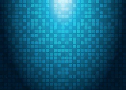 Abstract technology concept with lighting effect blue squares pattern futuris Illustrazione stock