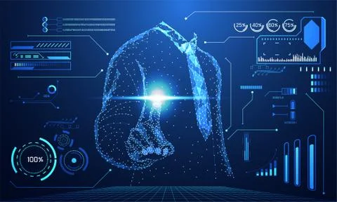 Abstract technology concept line triangle and points businessman low poly fin イラスト素材