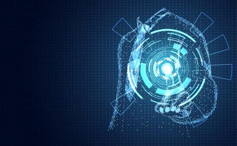 Abstract technology concept line triangle and points businessman low poly fin イラスト素材