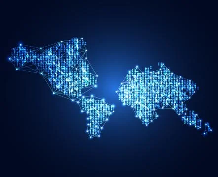 Abstract technology concept map digital link network on hi tech background Stock-Illustration