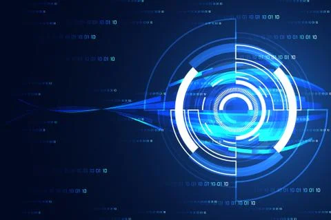 Abstract technology concept modern circle future on binary hi tech background Illustrazione stock