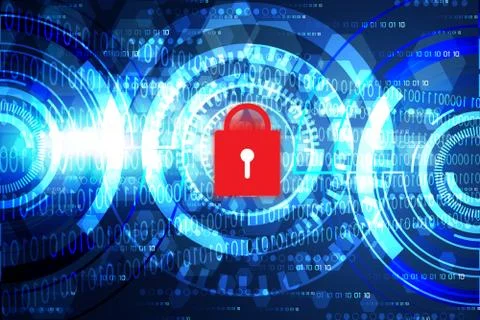 Abstract technology concept modern circle blue light and cyber security Stock-Illustration