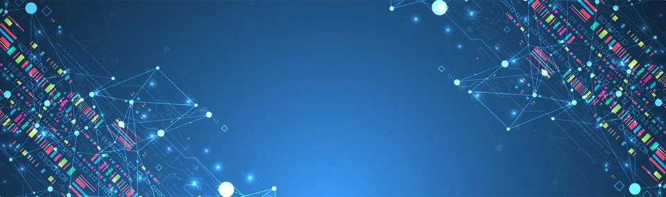 Abstract technology concept with plexus effect. Circuit board, high computer  Stock Illustration