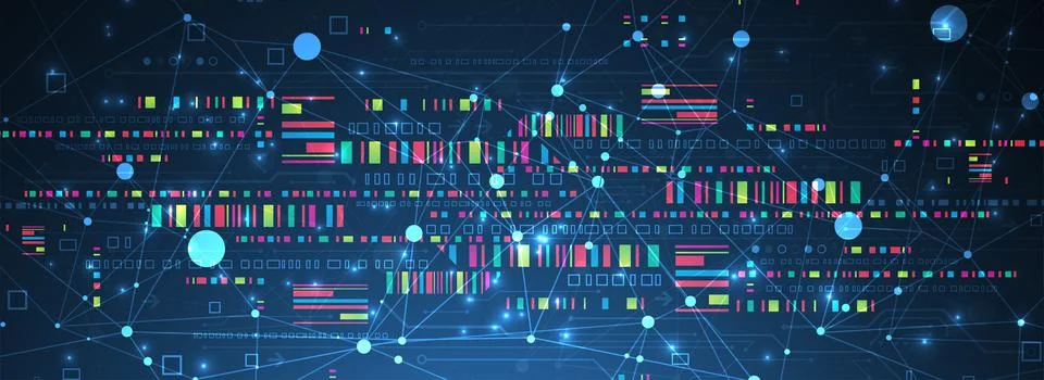 Abstract technology concept with plexus effect. Circuit board, high computer  Stock Illustration