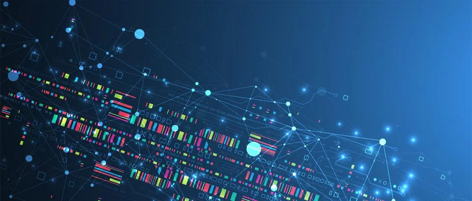 Abstract technology concept with plexus effect. Circuit board, high computer  Stock Illustration