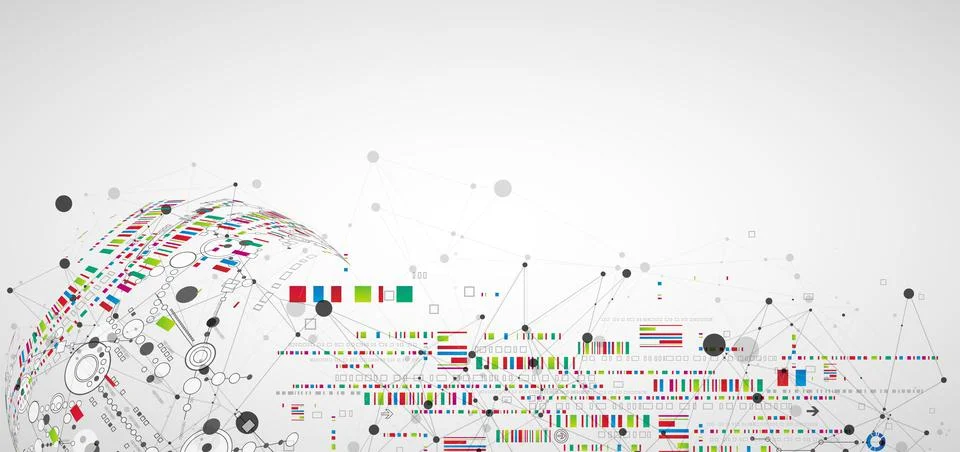 Abstract technology concept with plexus effect. Circuit board, high computer  Stock Illustration