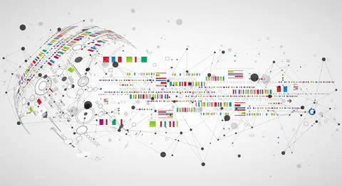 Abstract technology concept with plexus effect. Circuit board, high computer  Stock Illustration