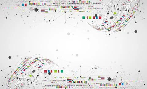 Abstract technology concept with plexus effect. Circuit board, high computer  스톡 일러스트
