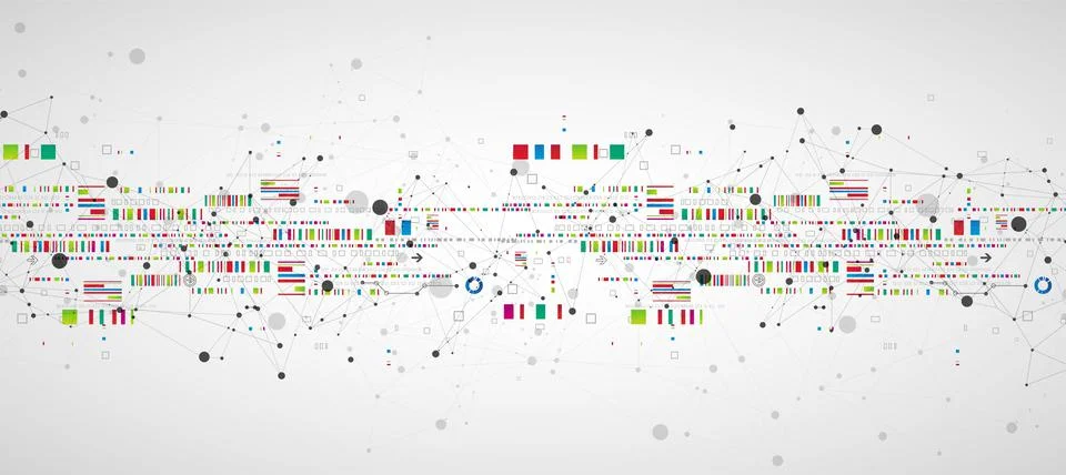 Abstract technology concept with plexus effect. Circuit board, high computer  Stock Illustration