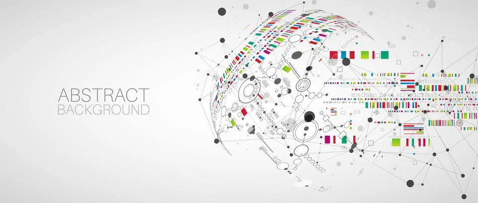 Abstract technology concept with plexus effect. Circuit board, high computer  Stock Illustration
