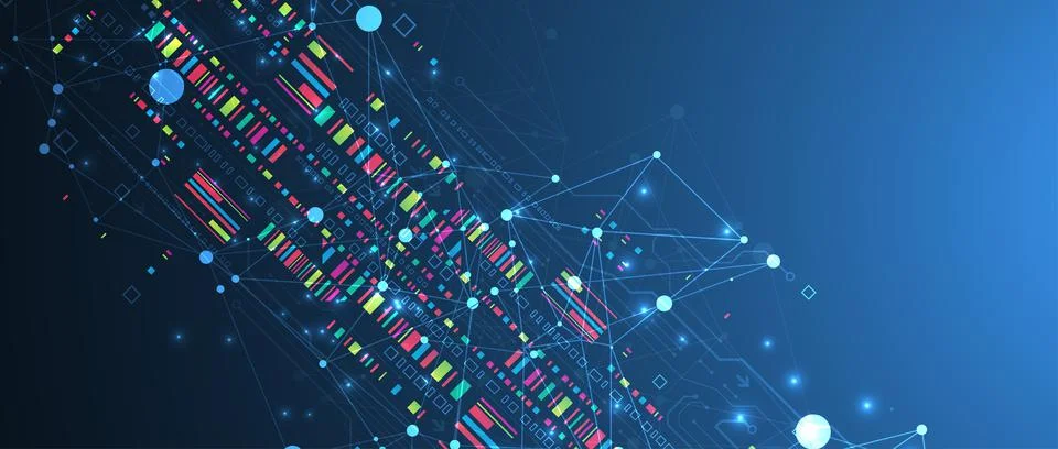 Abstract technology concept with plexus effect. Circuit board, high computer  Stock Illustration