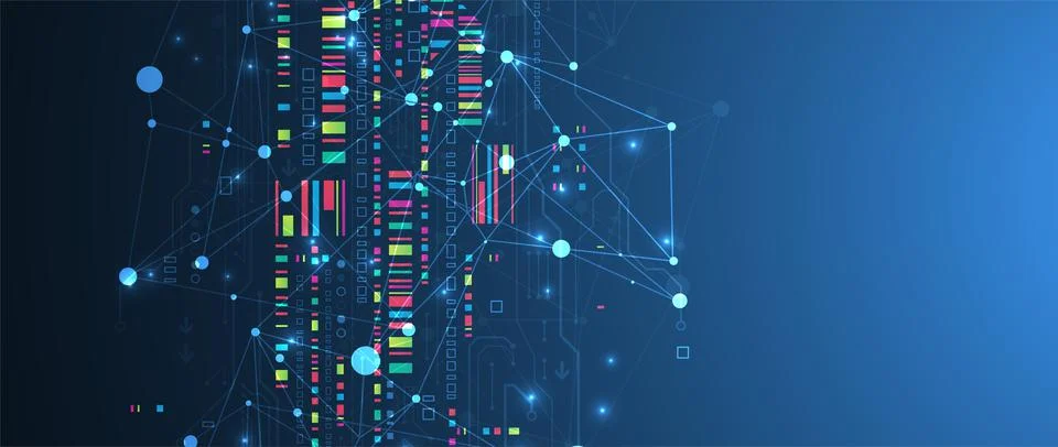 Abstract technology concept with plexus effect. Circuit board, high computer  Stock Illustration