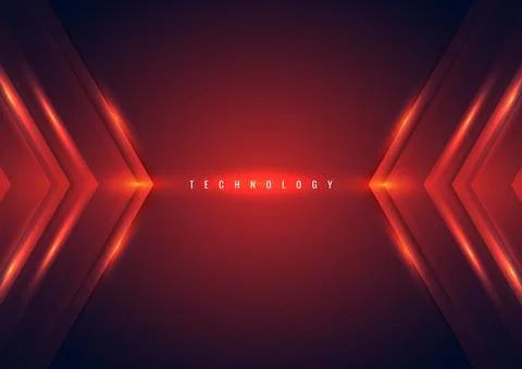 Abstract technology concept red arrow lighting effect triangle on dark backgr Stock Illustration
