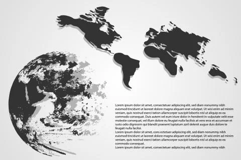 Abstract technology concept world and map hi tech on gray background. Element Stock Illustration