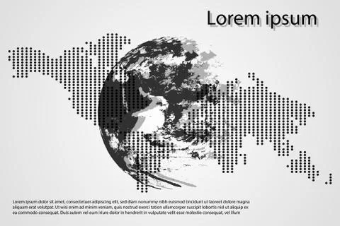 Abstract technology concept world and map dot hi tech on gray background. Stock Illustration