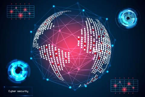 Abstract technology concept world digital link future design on hi tech Stock Illustration