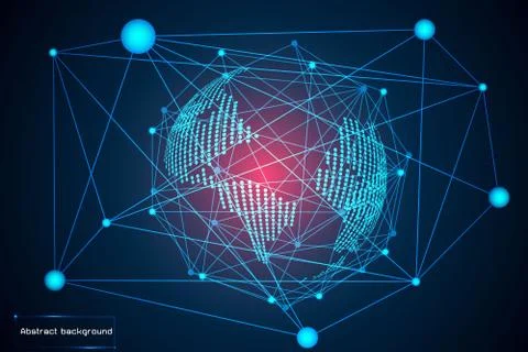 Abstract technology concept world digital link future design on hi tech Illustrazione stock