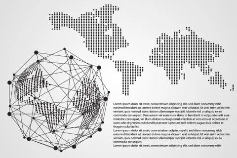 Abstract technology concept World digital link network connection and map dot Illustrazione stock