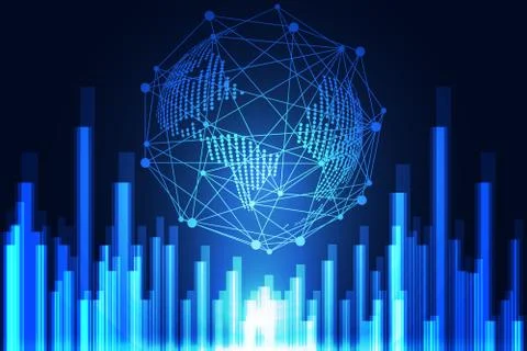 Abstract technology concept world digital link network connection on hi tech Stock-Illustration