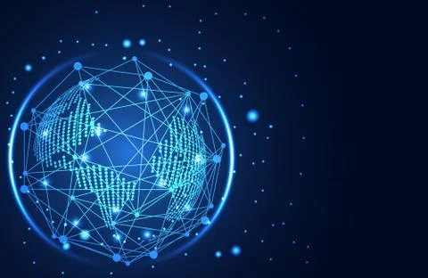 Abstract technology concept world digital link network on hi tech background イラスト素材