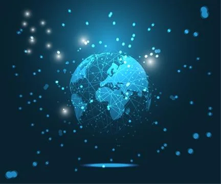 Abstract technology concept world digital link on hi tech background Stock Illustration