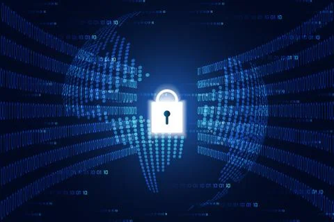 Abstract technology concept world map dot and digital link and binary hi tech Stock Illustration