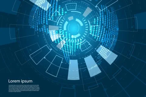 Abstract technology concept world map and future circle Interface technology Illustrazione stock