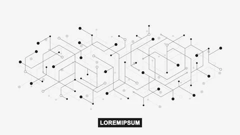 Abstract technology connect background lines and dots with hexagons. Modern Stock Illustration