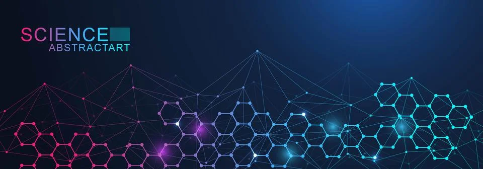 Abstract technology connect background lines and dots with hexagons. Modern Stock Illustration