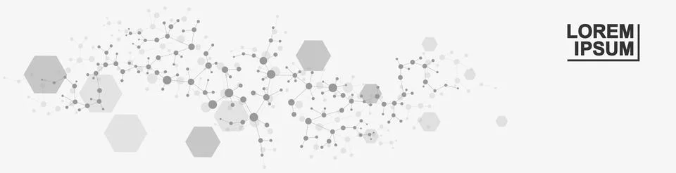 Abstract technology connect background lines and dots with hexagons. Modern Stock Illustration